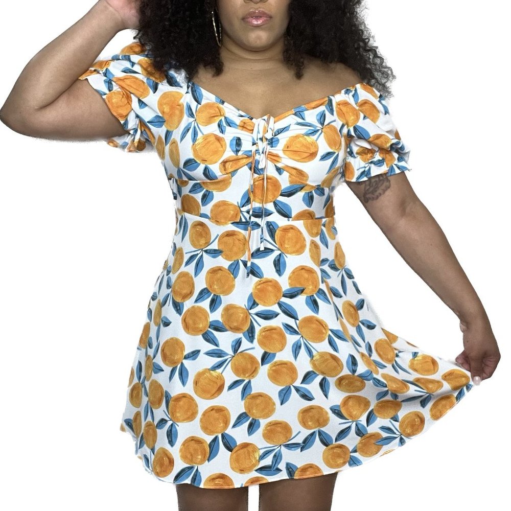 Orange Print SHEIN Mini Dress